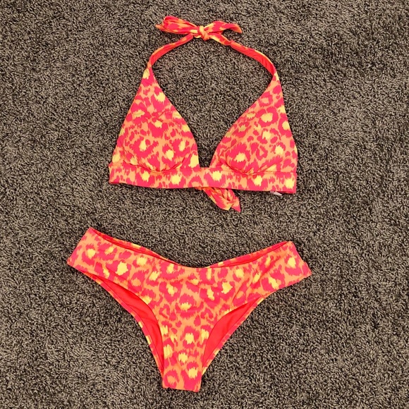 neon animal print bikini